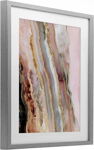 Stupell Industries 'Pastel Misty Gem Geode'، طباعة مؤطرة تحت الزجاج، رمادي، 13 × 16 بوصة، سهلة التعليق وقوية، صنع في الولايات المتحدة الأمريكية، بواسطة سفيتلانا ألينيكوفا in Kuwait
