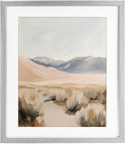 Stupell Industries 'Pastel Desert Solitude'، طباعة مؤطرة تحت الزجاج، رمادي، 13 × 16 بوصة، سهلة التعليق وقوية، صنع في الولايات المتحدة الأمريكية، بواسطة هايدي كونتز in Kuwait