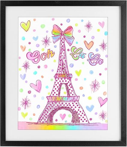 Stupell Industries 'Bright Pastels Eiffel Tower'، طباعة مؤطرة تحت الزجاج، أسود، 13 × 16 بوصة، سهلة التعليق وقوية، صنع في الولايات المتحدة الأمريكية، بواسطة جيس ستيمبل in Kuwait