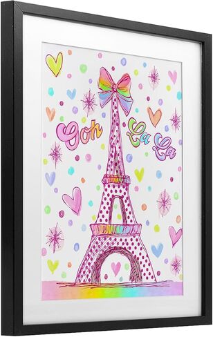 Stupell Industries 'Bright Pastels Eiffel Tower'، طباعة مؤطرة تحت الزجاج، أسود، 13 × 16 بوصة، سهلة التعليق وقوية، صنع في الولايات المتحدة الأمريكية، بواسطة جيس ستيمبل in Kuwait