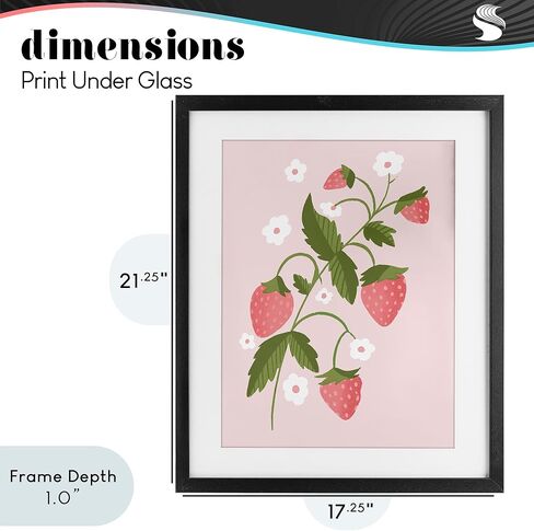 Stupell Industries 'Pastel Strawberry Branch'، طباعة مؤطرة تحت الزجاج، أسود، 17 × 21 بوصة، سهلة التعليق وقوية، صنع في الولايات المتحدة الأمريكية، بواسطة Paige Sredenschek in Kuwait