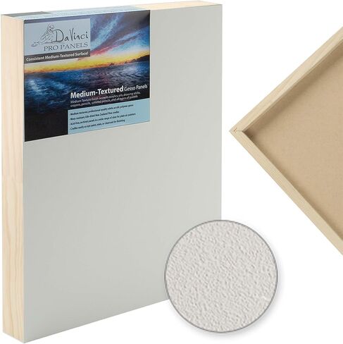 Da Vinci Pro Medium Textured Gesso Panel - Set of 4-24X30-2" Depth Wood Panels for Painting - Accepts Mediums Like Canvas - for Oils, Acrylics, Mixed Media, Pastels & Drawing Sticks in Kuwait