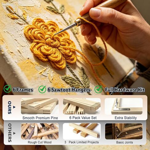 6 قطع من قضبان تمديد القماش مقاس 16 × 20 بوصة، طقم إطار قماشي خشبي DIY للرسم الزيتي، الطلاء بالأرقام، الملصق، غرز التطريز والمشاريع الفنية بالإبرة in Kuwait