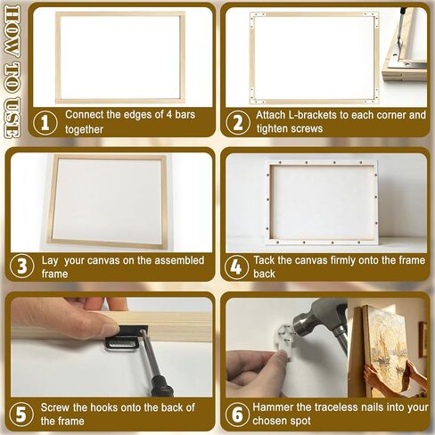 6 قطع من قضبان تمديد القماش مقاس 16 × 20 بوصة، طقم إطار قماشي خشبي DIY للرسم الزيتي، الطلاء بالأرقام، الملصق، غرز التطريز والمشاريع الفنية بالإبرة in Kuwait