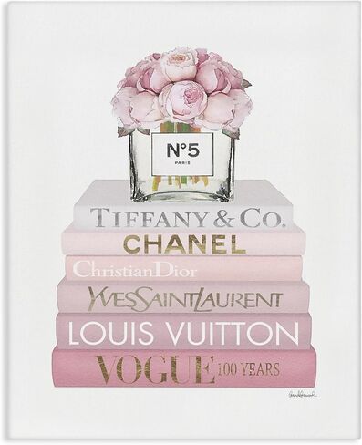 Stupell Industries 'Pink Rose Bouquet Bookstack'، لوحة فنية قماشية، 24 × 30 بوصة، سهلة التعليق وقوية، صنع في الولايات المتحدة الأمريكية، بواسطة أماندا غرينوود in Kuwait