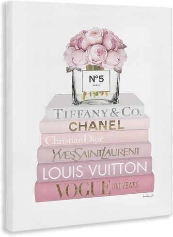 Stupell Industries 'Pink Rose Bouquet Bookstack'، لوحة فنية قماشية، 24 × 30 بوصة، سهلة التعليق وقوية، صنع في الولايات المتحدة الأمريكية، بواسطة أماندا غرينوود in Kuwait