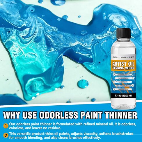 Odorless Mineral Spirits 100ml, Odorless Paint Thinner for Oil Based Paint, Premium Mineral Spirits for Cleaning, Refined Solvent for Artists, Oil Painting Supplies for Studio & Classroom(120g) in Kuwait