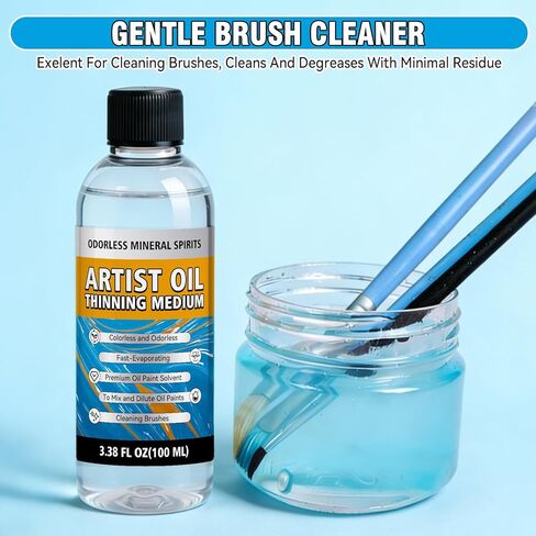 Odorless Mineral Spirits 100ml, Odorless Paint Thinner for Oil Based Paint, Premium Mineral Spirits for Cleaning, Refined Solvent for Artists, Oil Painting Supplies for Studio & Classroom(120g) in Kuwait