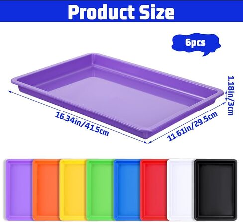 Molain 8 Pack Multicolor Plastic Art Trays, 8 Colors Stackable Activity Crafts Tray 16x12x1 Inch Multicolor Art Serving Tray, Sensory Serving Organizer for DIY Projects, Beads, Painting, Jewelry in Kuwait