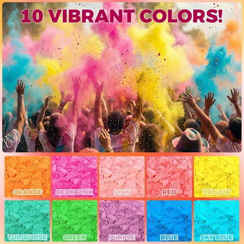 مسحوق Ceya Holi Run، 20 عبوة 3.5 أونصة/100 جم لكل مسحوق رانجولي، مجموعة طلاء طباشير طبيعية متنوعة قابلة للغسل من أجل رانجولي، الكشف عن الجنس، قنابل الدخان، احتفال هولي، المخيم الصيفي، حرب الألوان، التصوير الفوتوغرافي والحفلات in Kuwait
