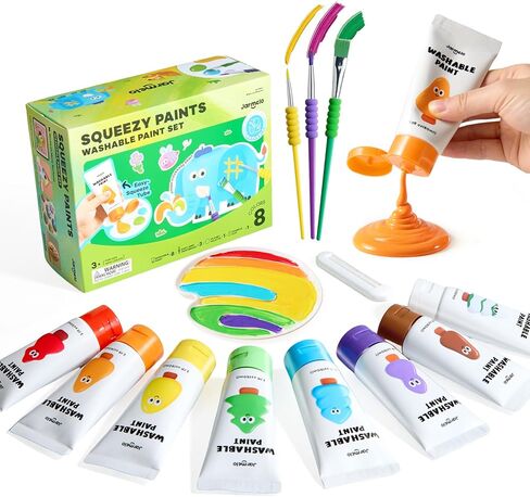 Jar Melo Washable Tempera Paint for Kids Age 4-6, Non-Toxic Toddler Painting Set, Tempera Paints for School Art, Crafts, Finger Paints 8 Colors in Kuwait