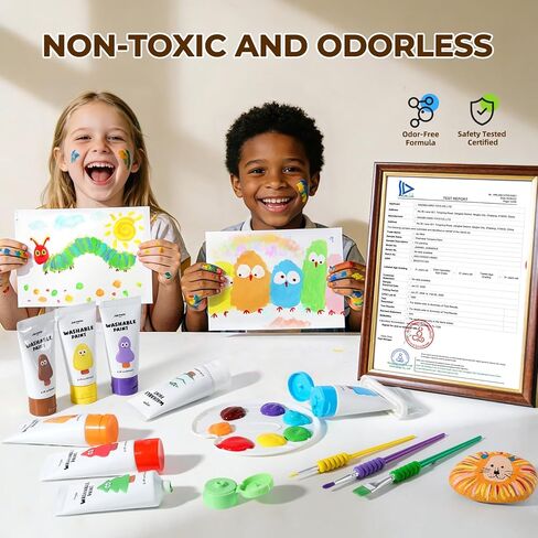 Jar Melo Washable Tempera Paint for Kids Age 4-6, Non-Toxic Toddler Painting Set, Tempera Paints for School Art, Crafts, Finger Paints 8 Colors in Kuwait