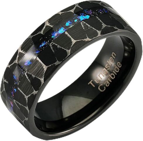 100S JEWELRY Men's Rustic Black Tungsten Ring with Orion Nebula Galaxy Design Hammered Finish Wedding and Engagement Band Sizes 6-16 in Saudi Arabia