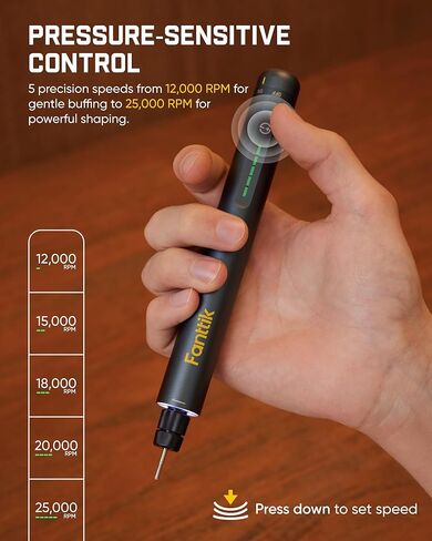 قلم نقش Fanttik F2 Master Eng، مجموعة أدوات دوارة لاسلكية مع 5 سرعات متغيرة، قلم نقش قابل لإعادة الشحن مع 20 قطعة للمعادن والخشب والزجاج والبلاستيك، محمول للفنانين وأصحاب الأعمال اليدوية in Kuwait