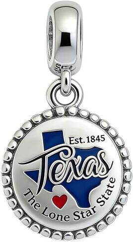 Texas Exclusive Travel Charm Necklace,925 Sterling Silver Charms,fits Bracelets Necklace Travel Souvenirs Pendant Bead Charms Jewelry Present for Family Friends in Kuwait