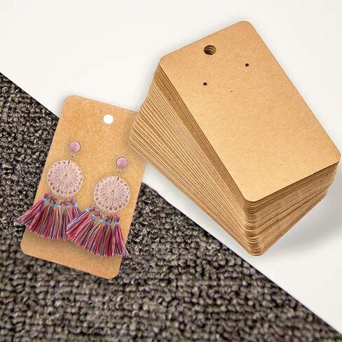 WeLiu Earring Card Holder 256 Pack Display Cards Hanging Earring, Kraft Paper Tags for DIY Ear Studs and Earrings, 3.5 x 2 Inches (Brown) in Saudi Arabia