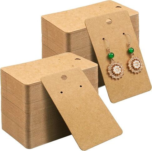 WeLiu Earring Card Holder 256 Pack Display Cards Hanging Earring, Kraft Paper Tags for DIY Ear Studs and Earrings, 3.5 x 2 Inches (Brown) in Saudi Arabia