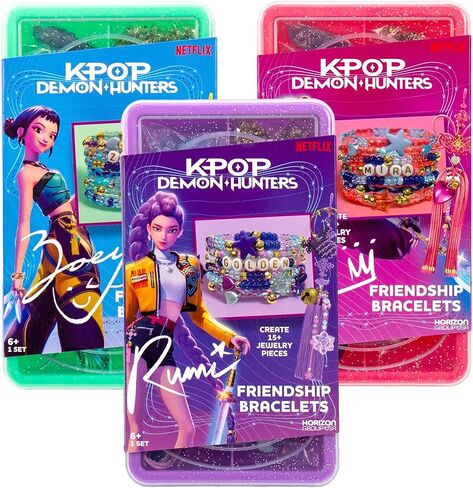 Kpop Demon Hunters™ Friendship Bracelet Kit, 3-Pack, Rumi, Mira & Zoey Bracelet Making Kits, Beads for Jewelry Making, Kpop Charms & Travel-Friendly Bead Case, Official K Pop Demon Hunters Merch in Kuwait