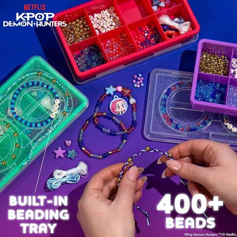 Kpop Demon Hunters™ Friendship Bracelet Kit, 3-Pack, Rumi, Mira & Zoey Bracelet Making Kits, Beads for Jewelry Making, Kpop Charms & Travel-Friendly Bead Case, Official K Pop Demon Hunters Merch in Kuwait