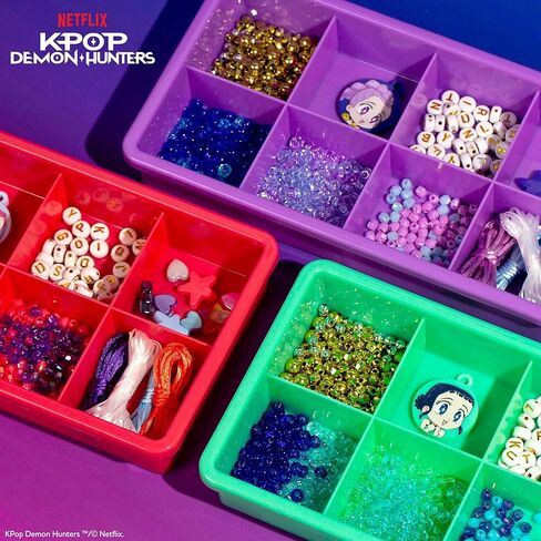Kpop Demon Hunters™ Friendship Bracelet Kit, 3-Pack, Rumi, Mira & Zoey Bracelet Making Kits, Beads for Jewelry Making, Kpop Charms & Travel-Friendly Bead Case, Official K Pop Demon Hunters Merch in Kuwait