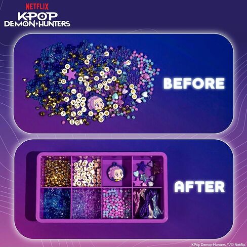 Kpop Demon Hunters™ Friendship Bracelet Kit, 3-Pack, Rumi, Mira & Zoey Bracelet Making Kits, Beads for Jewelry Making, Kpop Charms & Travel-Friendly Bead Case, Official K Pop Demon Hunters Merch in Kuwait