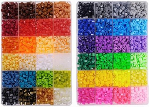 4800pcs Fuse Beads Kit for Kids Crafts, 48 Colors 5mm Melting Beads Set Including Pegboards, Ironing Paper, Tweezers, Birthday and Christmas Gift in Kuwait