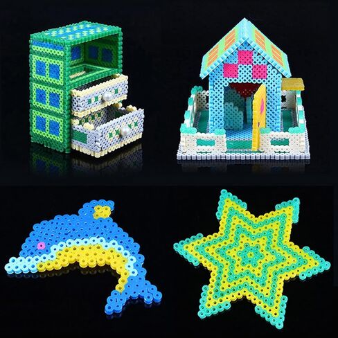 4800pcs Fuse Beads Kit for Kids Crafts, 48 Colors 5mm Melting Beads Set Including Pegboards, Ironing Paper, Tweezers, Birthday and Christmas Gift in Kuwait