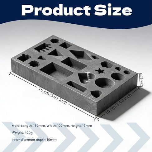 Graphite Casting Mold, 20-Hole Ingot Mold for Gold Silver Aluminum Copper Brass Melting - Heat Resistant Crucible Tool for Jewelry Making, Metal Casting, Refining Supplies in Kuwait