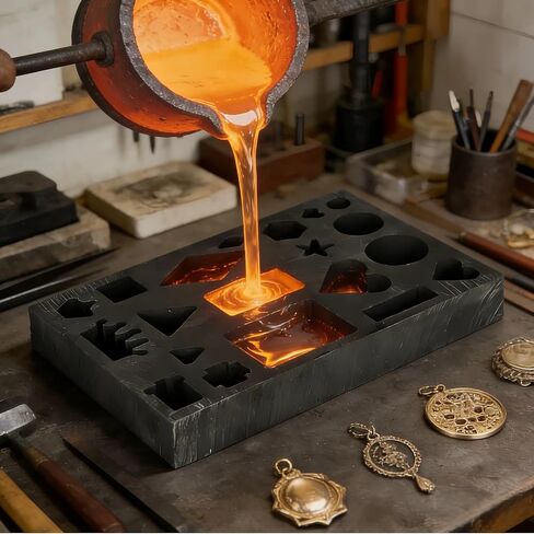 Graphite Casting Mold, 20-Hole Ingot Mold for Gold Silver Aluminum Copper Brass Melting - Heat Resistant Crucible Tool for Jewelry Making, Metal Casting, Refining Supplies in Kuwait