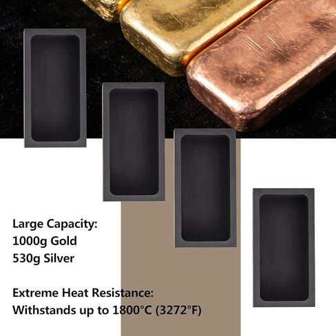 4Pcs 1kg Graphite Ingot Molds for Gold Silver Copper Aluminum Metal Melting Casting Refining Tools in Kuwait