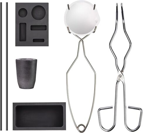 Graphite Torch Melting Casting Kit,8-in-1 Crucibles for Melting Metal Kit All in One Set Ingot Mould,Premium Graphite Crucible for Gold Silver Metal Melting in Kuwait