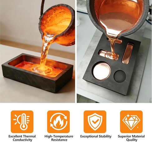 Graphite Torch Melting Casting Kit,8-in-1 Crucibles for Melting Metal Kit All in One Set Ingot Mould,Premium Graphite Crucible for Gold Silver Metal Melting in Kuwait