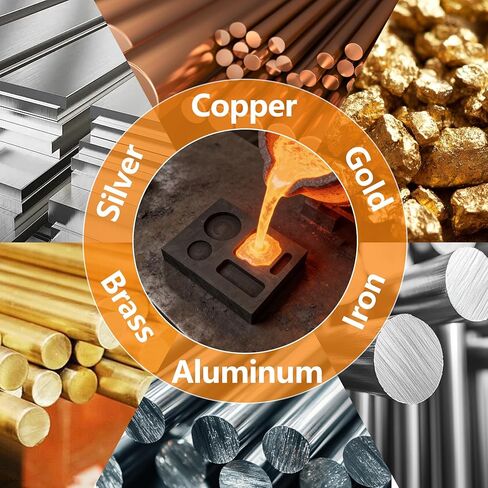 Graphite Torch Melting Casting Kit,8-in-1 Crucibles for Melting Metal Kit All in One Set Ingot Mould,Premium Graphite Crucible for Gold Silver Metal Melting in Kuwait