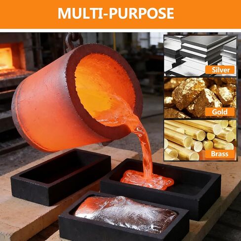 Graphite Torch Melting Casting Kit,8-in-1 Crucibles for Melting Metal Kit All in One Set Ingot Mould,Premium Graphite Crucible for Gold Silver Metal Melting in Kuwait