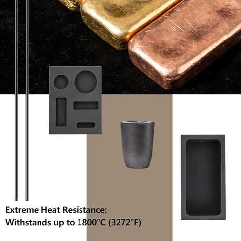 Graphite Torch Melting Casting Kit,8-in-1 Crucibles for Melting Metal Kit All in One Set Ingot Mould,Premium Graphite Crucible for Gold Silver Metal Melting in Kuwait