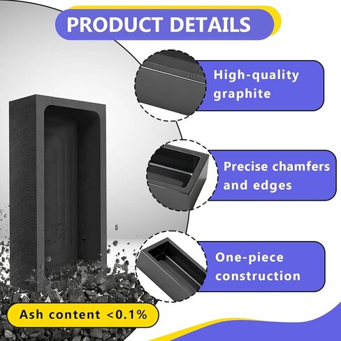 4-Pack 2.2lbs Graphite Ingot Molds(4 x 2 x 1 Inch), High-Purity Casting Molds for Gold, Silver, Copper, Aluminum, and Brass - Heat Resistant Up to 2000 Degrees in Kuwait