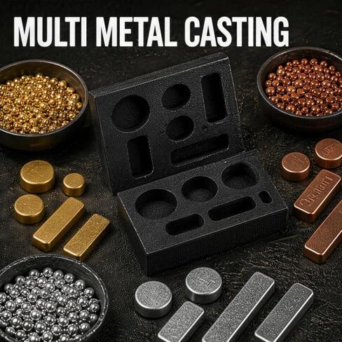 2-Piece Graphite Ingot Mold Set, Includes 5-Hole and 6-Hole Casting Moulds, Ideal for Metal Casting, Gold and Silver Jewelry Making Tools in Kuwait