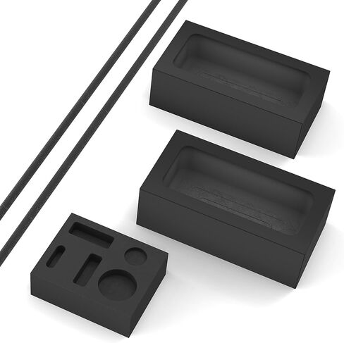 Nelyrho 5 Pieces Graphite Ingot Mold Kit - 2 1kg Ingot Mold, 2 Stir Rods, 5-in-1 Ingot Mold, Melting Casting Tool Set for Gold Silver Copper Aluminum in Kuwait