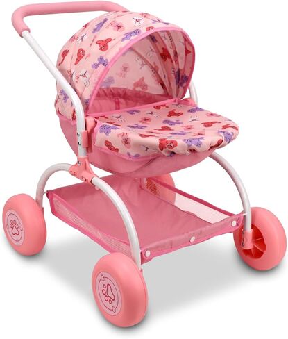 Doll Stroller Toy Anivia Realistic Doll Stroller Heart Design Gifts for Toddlers and Girls Foldable Baby Doll Stroller Toy（withToy Tableware） in Kuwait