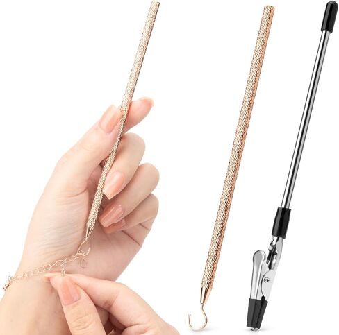 2 Pcs Bracelet Helper Tool, Portable Bracelet Helper with Rubber Tip Clip and 1mm Round Hook for Necklaces, Watches and Independent Jewelry Wear in Kuwait