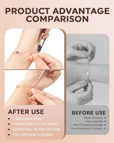 2 Pcs Bracelet Helper Tool, Portable Bracelet Helper with Rubber Tip Clip and 1mm Round Hook for Necklaces, Watches and Independent Jewelry Wear in Kuwait