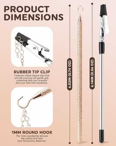 2 Pcs Bracelet Helper Tool, Portable Bracelet Helper with Rubber Tip Clip and 1mm Round Hook for Necklaces, Watches and Independent Jewelry Wear in Kuwait