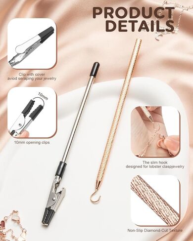 2 Pcs Bracelet Helper Tool, Portable Bracelet Helper with Rubber Tip Clip and 1mm Round Hook for Necklaces, Watches and Independent Jewelry Wear in Kuwait