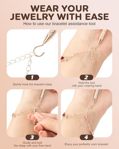 2 Pcs Bracelet Helper Tool, Portable Bracelet Helper with Rubber Tip Clip and 1mm Round Hook for Necklaces, Watches and Independent Jewelry Wear in Kuwait