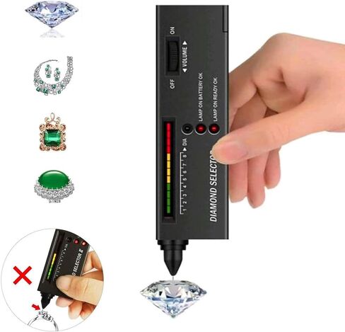 جهاز اختبار Diamond SE - كاشف احترافي للماس والمويسانتي، نتائج في ثانيتين مع تنبيه LED/صوت، جهاز اختبار الأحجار الكريمة المحمول للمجوهرات ومحلات الرهن والاستخدام المنزلي (يتضمن الحافظة والبطاريات) in Kuwait