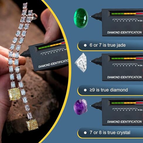 جهاز اختبار Diamond SE - كاشف احترافي للماس والمويسانتي، نتائج في ثانيتين مع تنبيه LED/صوت، جهاز اختبار الأحجار الكريمة المحمول للمجوهرات ومحلات الرهن والاستخدام المنزلي (يتضمن الحافظة والبطاريات) in Kuwait