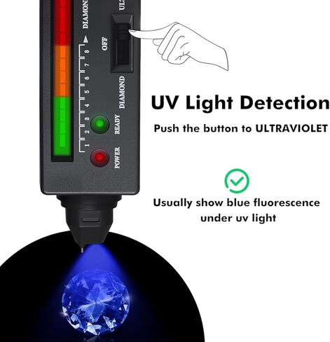 High Accuracy Professional Diamond Tester Pen with 365nm UV Light & Thermal Sensor – Fast 0.5s Detection,Diamond Tester, Professional Jewelers' Gemstone Detector (Diamond Tester Pen) in Kuwait
