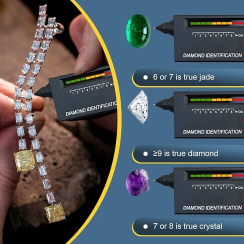 قلم اختبار الماس - جهاز اختبار الماس للمجوهرات مع محدد ألماس مكبر صغير بإضاءة LED 60X للمبتدئين والخبراء in Kuwait
