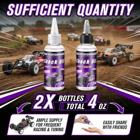 2 Bottles Racing Silicone Shock Oil 40WT 500CST 2OZ, RC Car Shock Oil for Lubricating R/C Radio Controlled Cars and All Types of Vehicles, Electric Car/Truck Option Parts, Does Not Evaporate in Kuwait