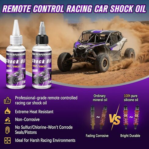 2 Bottles Racing Silicone Shock Oil 40WT 500CST 2OZ, RC Car Shock Oil for Lubricating R/C Radio Controlled Cars and All Types of Vehicles, Electric Car/Truck Option Parts, Does Not Evaporate in Kuwait